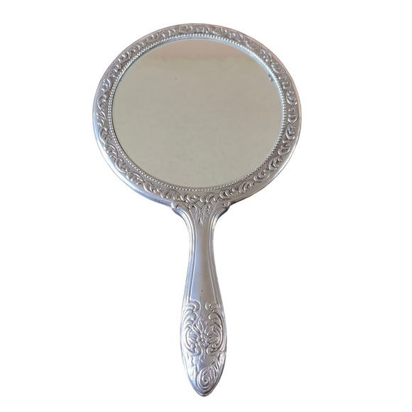 Vintage Mirror In Silver Color Metal - Picture 1 of 8